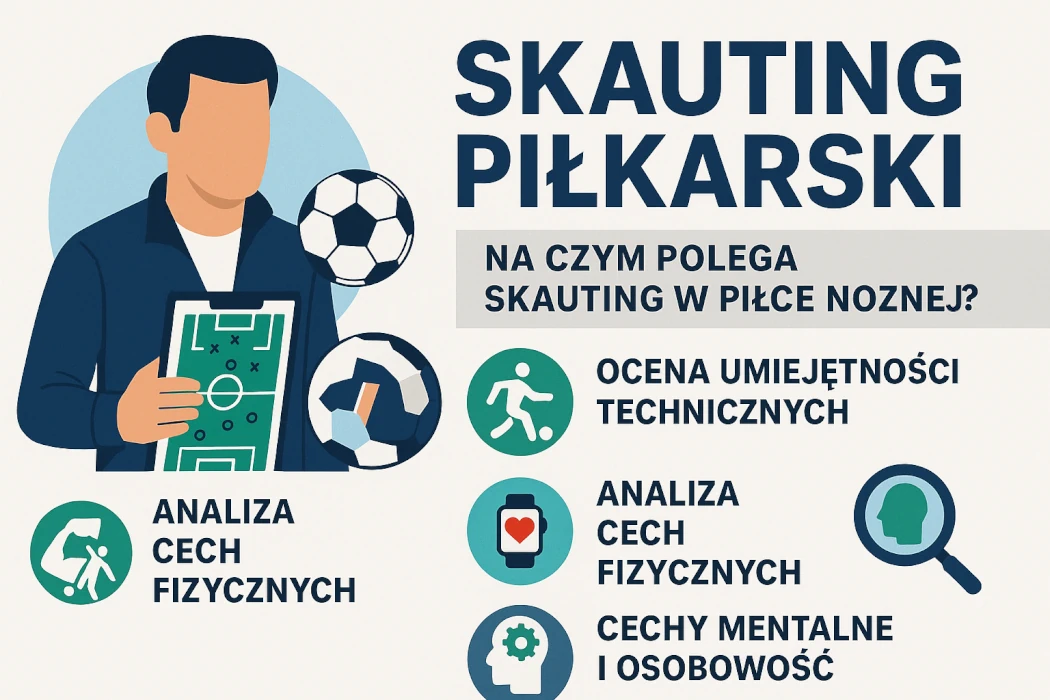 infografika przedstawiająca kluczowe elementy skautingu piłkarskiego.